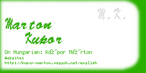 marton kupor business card